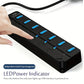 4/7-Port USB 3.0 Hub with LED Indicator Independent Switch Control for Laptop Flash Drive Hard Disk Printer Camera Keyboard