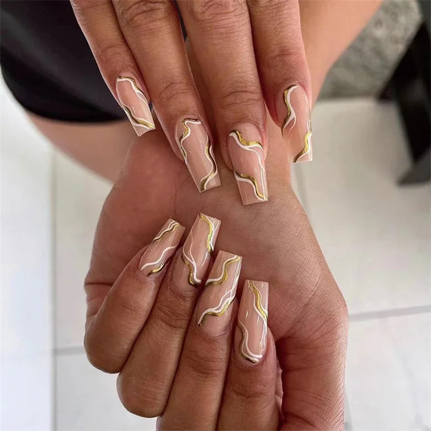 24p Artificial Acrylic Nail Art Fake Nails Full Coverage Removable Press On Nails Tip French Light Pink Heart False Nail Designs
