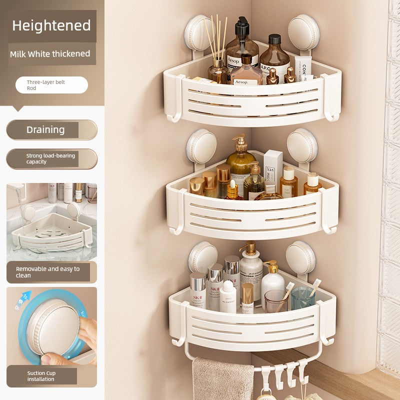 Suction Cup Punch-Free Corner Toilet Bathroom Storage Rack