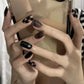 24Pcs Medium Long Ballet Fake Nails Art Flat Head Gold Line Frosted False Nails Press on Full Cover Removable Stick on Nail Tips