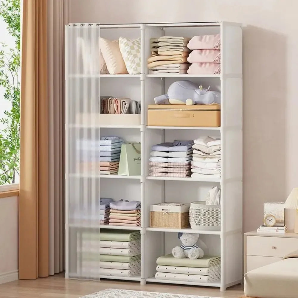 Dustproof Wardrobe Simple Cloth Wardrobe Organization Shelves Multipurpose Storage Rack High Capacity Furniture Closet Cabinet