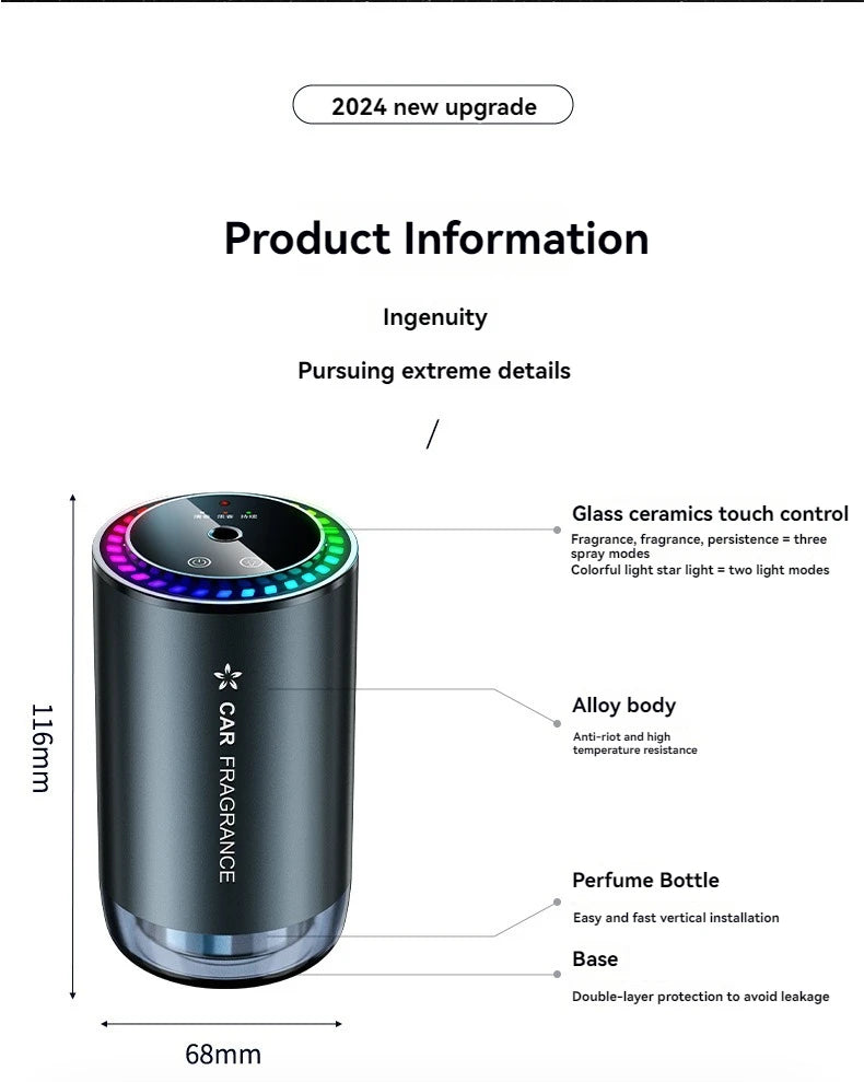Car Perfume Aroma Diffuser Automatic Spray Deodorization Aroma Diffuser Colorful Atmosphere Light Car Aroma Diffuser
