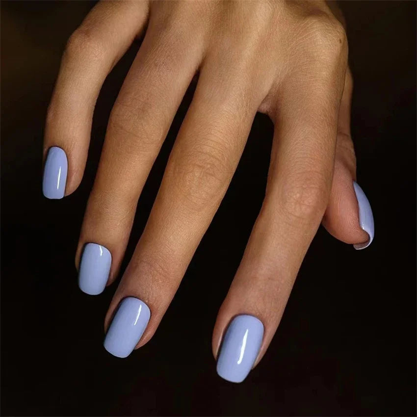24pcs Artificial Nail Art Fake Nails Full Coverage Removable Ballet Short Press On Nails tips Chips Waterproof Solid Colour set