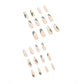 24ps/Box Long Ballerina Full Cover Artificial French False Nails Art Green Graffiti Color Blocking Gold Thread Fake Nail Tips
