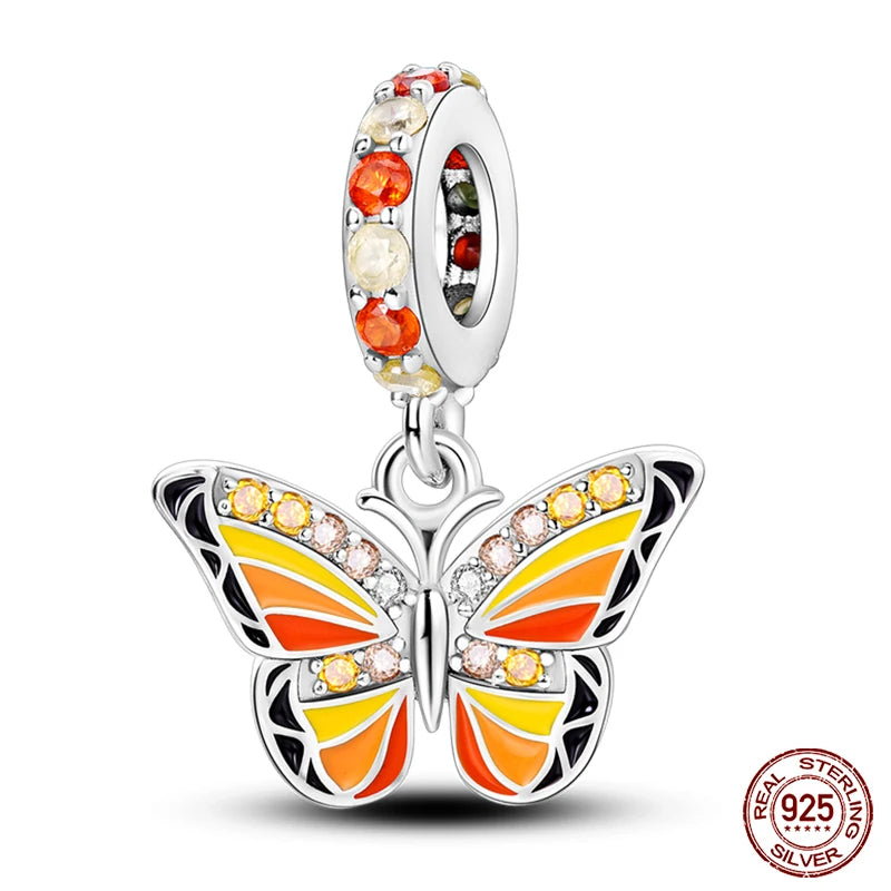 Fit Pandora 925 Original Bracelet 925 Silver Plate Flower Bird Series Charms Beads For Women Fashion DIY Jewelry Gifts Making