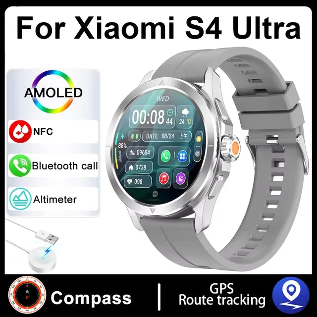 S4 Ultra Smart Bracelet Men Watch For Xiaomi  AMOLED HD Screen Bluetooth Call GPS Trajectory NFC Heart Rate Compass SmartWatches