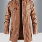 Men's Leather Jacket Autumn and Winter Windproof Standing Collar Motorcycle Tactical Warm Coat Casual Fashion Waterproof Jacket