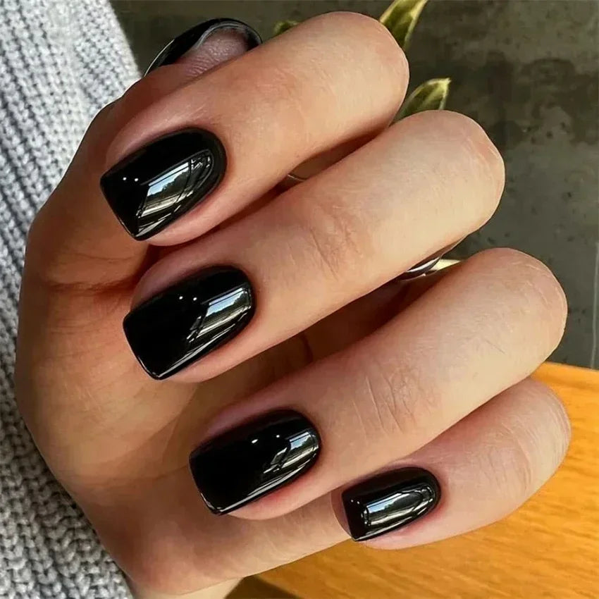 24pcs Artificial Nail Art Fake Nails Full Coverage Removable Ballet Short Press On Nails tips Chips Waterproof Solid Colour set