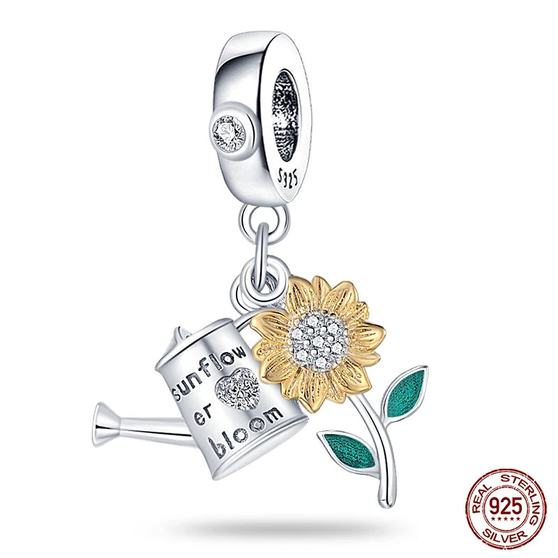 Fit Pandora 925 Original Bracelet 925 Silver Plate Flower Bird Series Charms Beads For Women Fashion DIY Jewelry Gifts Making