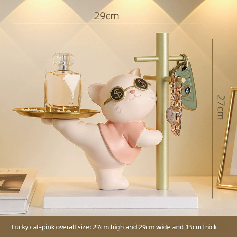 Key Storage Decoration Home Tray Moving Fortune Cat