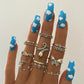 24ps/Box Long Ballerina Full Cover Artificial French False Nails Art Green Graffiti Color Blocking Gold Thread Fake Nail Tips