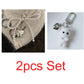 ZAKOL White Bowknot Heart Keychain Women Sweet Charm Pearl Bow Backpack Key Ring Handmade Jewelry Ornament Bags Pendants Gif