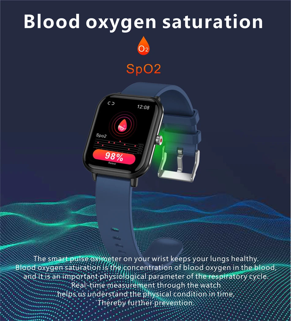 New Body Temperature Monitor Watch Men Smart Watch Sports Music Playback Waterproof SmartWatch Heart Rate Blood Pressure
