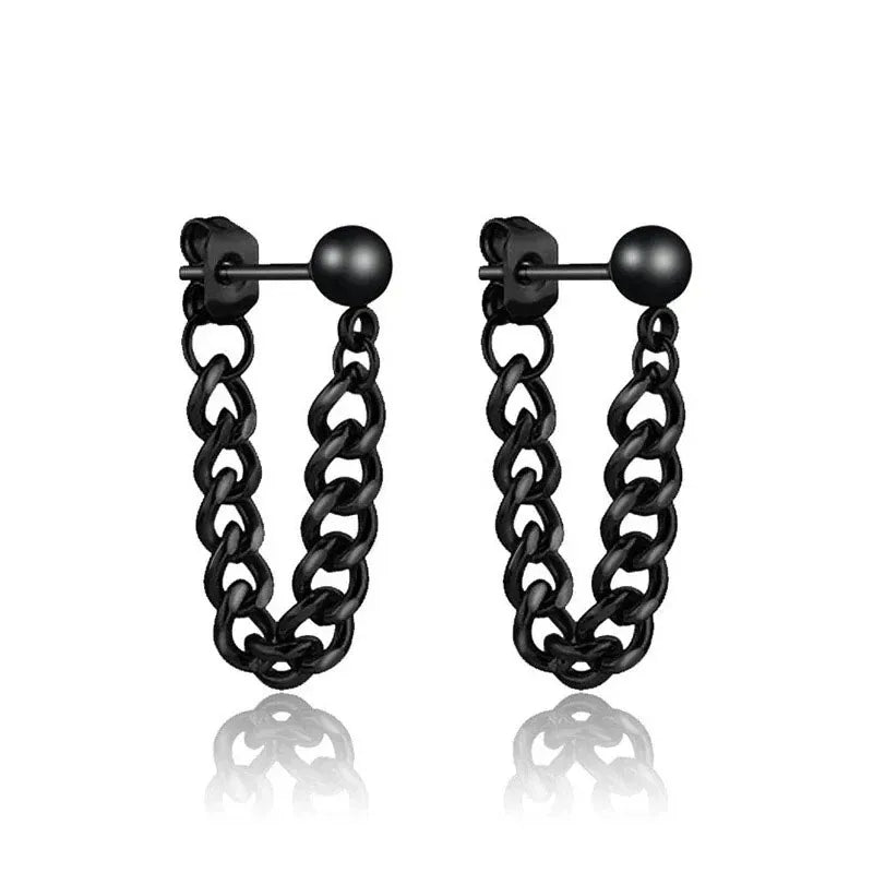 2pcs Fashion Cross Feather Stud Earrings, Punk Rock Style For Women Men High Quality Stainless Steel Hiphop Ear Jewelry