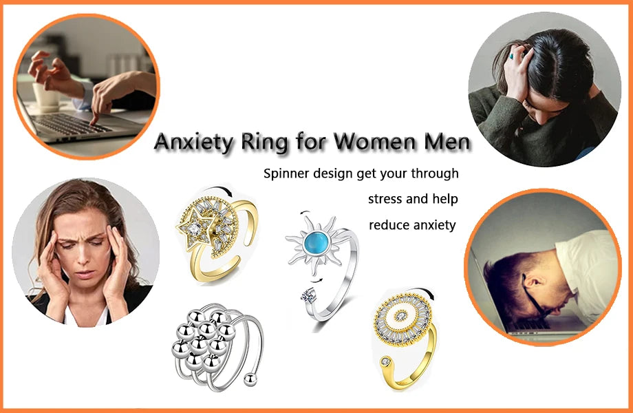Cool Stainless Steel Rotatable Chain Men' Ring Multifunctional Fashion 8mm Fidget Spinner Rings Couple Jewelry bague homme 2024