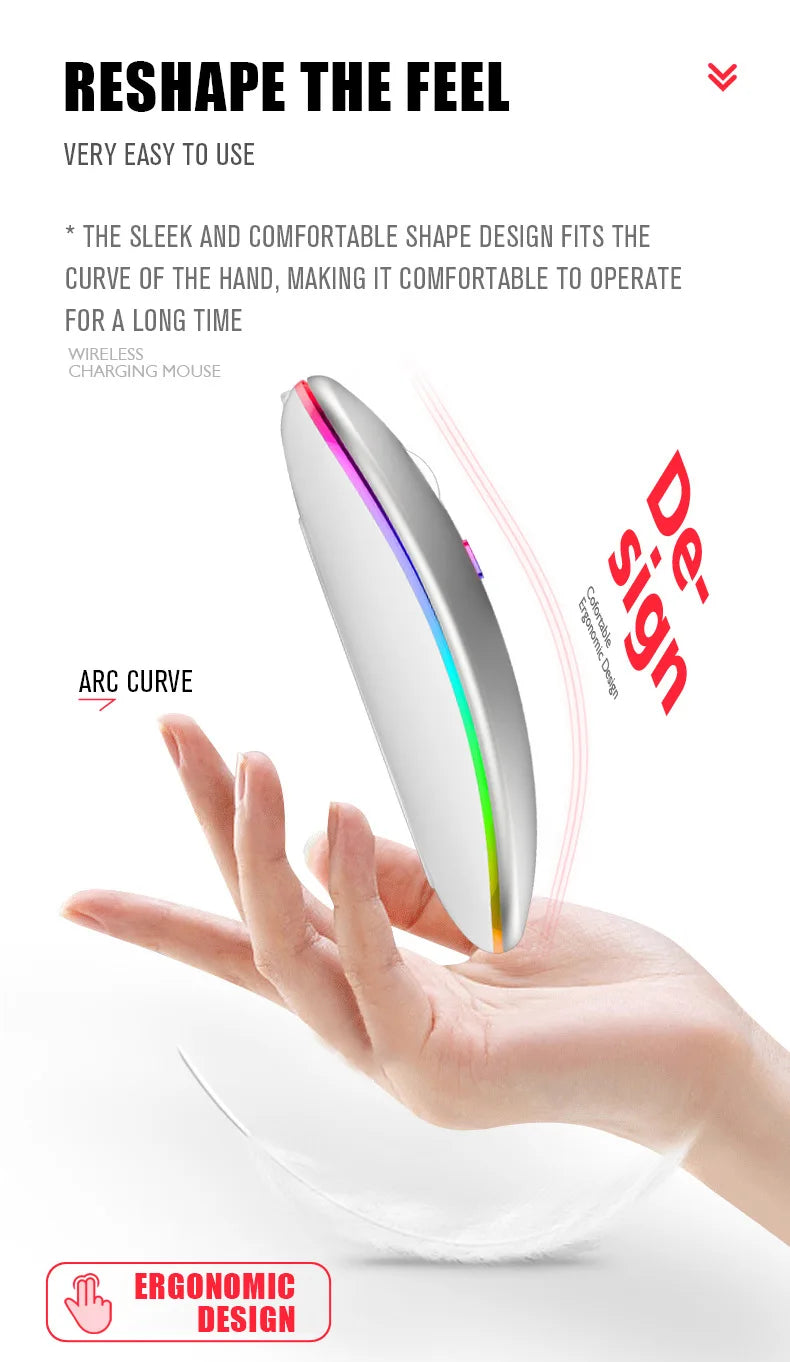 Tablet Phone Computer Bluetooth Wireless Mouse Rechargeable RGB Backlight Mice for iPad PC Laptop Tablet Phone 2.4GHz USB Mouse