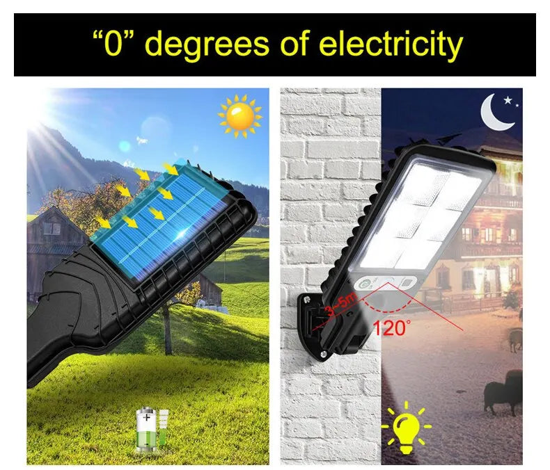 72/108 COB Sensor Solar Lights Outdoor LED Street Garden Solar Lamps 3Modes Waterproof Motion Sensor Remote Control Wall Light