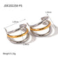 Uworld Stainless Steel Color Matching Twist Ring Trendy Metal 18K Geometric Finger Ring Earrings Set Party Gift For Women
