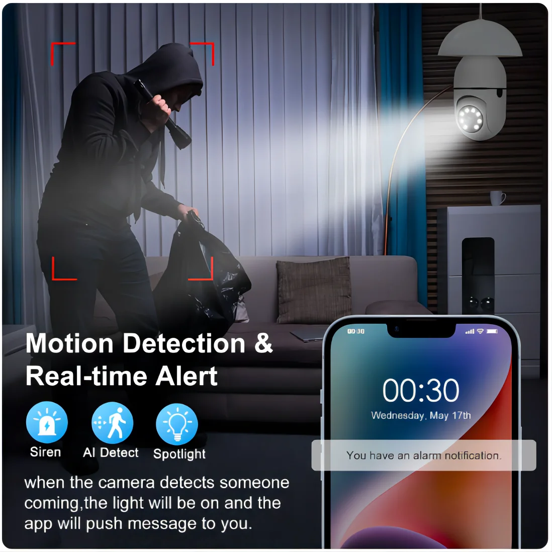 3MP Wifi IP Camera Surveillance Video 4X Digital Zoom CCTV Security Wireless Outdoor Monitor Audio Night Vision Human Detection