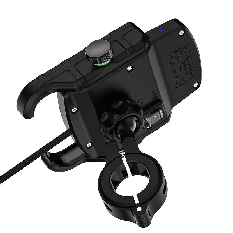 Motorcycle Phone Holder Moto Motorbike Mirror Mobile Handlebar Stand Support USB Charger Fast Wireless Charging Cellphone Mount