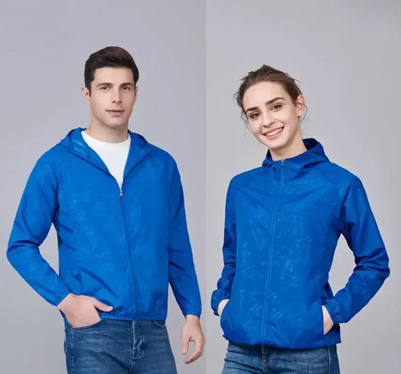 Men Women Hiking Jackets Waterproof Sun Protection Windbreaker Camping Climbing Outdoor Rain Coat Unisex Portable Clothes