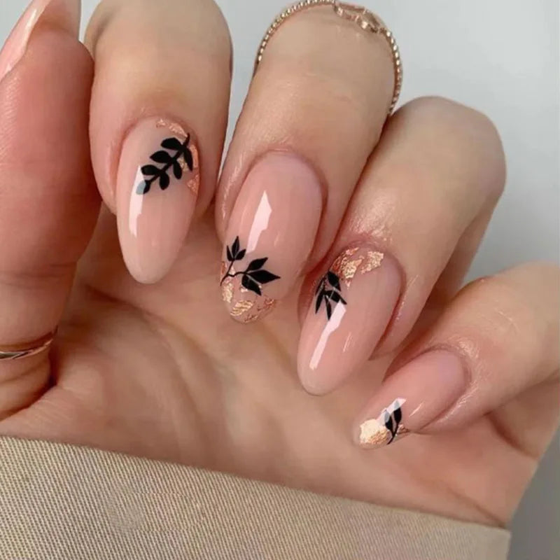 24Pcs Ballerina Press On Nail Tips Oval Head False Nails Almond Artificial Fake Nails With Glue Full Cover Press Manicure Tools