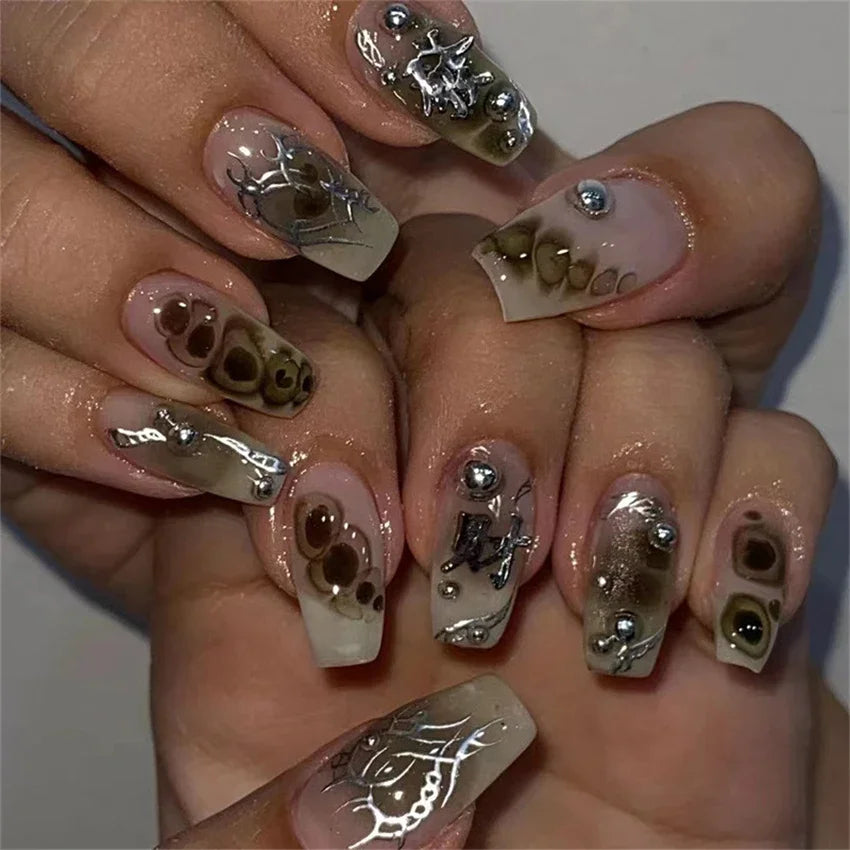 24p Artificial Acrylic Nail Art Fake Nails Full Coverage Removable Press On Nails Tip French Light Pink Heart False Nail Designs