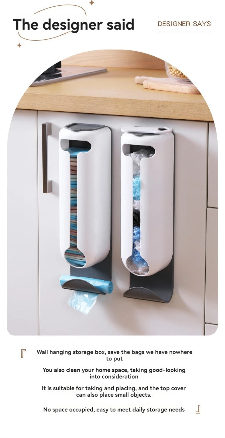 Innovative Wall Mounted Plastic Bag Dispenser Organizer for Kitchen and Home - Easy Access, Neat Organization and Space-saving