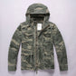 Men's Long Sleeved Hooded Camouflage Jacket Multi Bag Mid Length Storage Outdoor Trekking Camping Riding Sport Tops Amekaji Coat