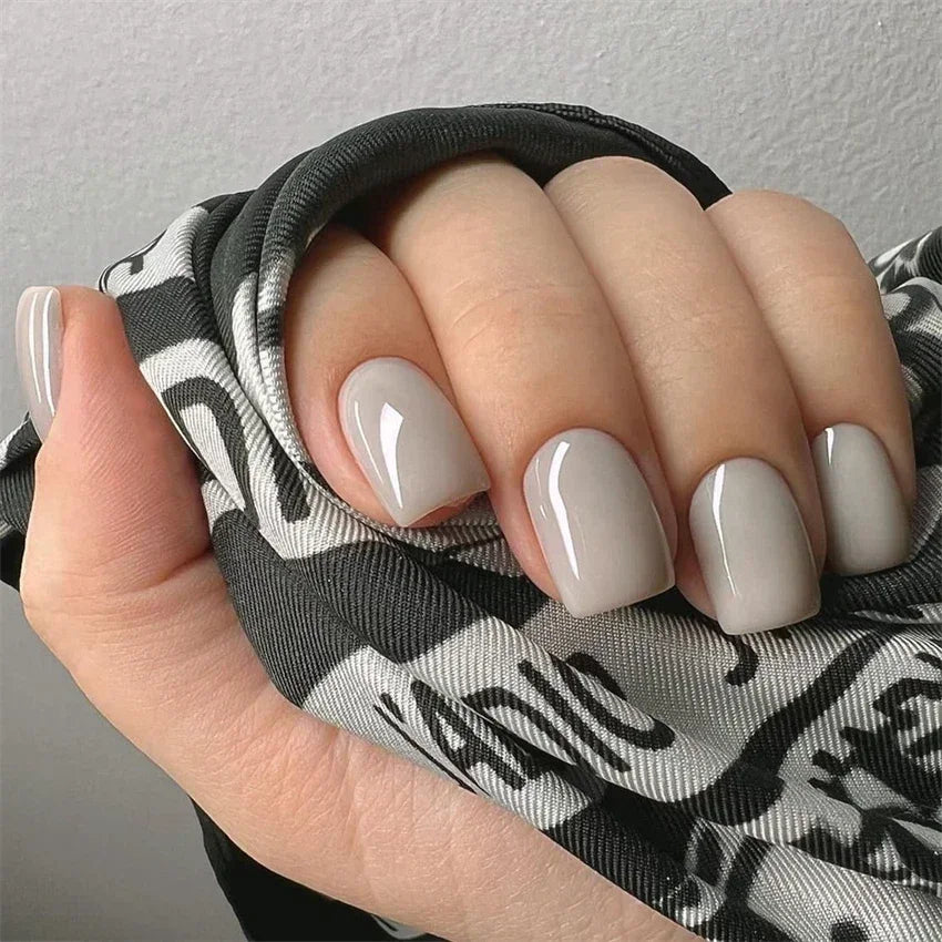 24pcs Artificial Nail Art Fake Nails Full Coverage Removable Ballet Short Press On Nails tips Chips Waterproof Solid Colour set