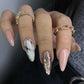 24Pcs Ballerina Press On Nail Tips Oval Head False Nails Almond Artificial Fake Nails With Glue Full Cover Press Manicure Tools