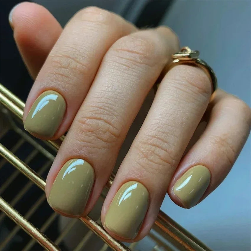 24pcs Artificial Nail Art Fake Nails Full Coverage Removable Ballet Short Press On Nails tips Chips Waterproof Solid Colour set