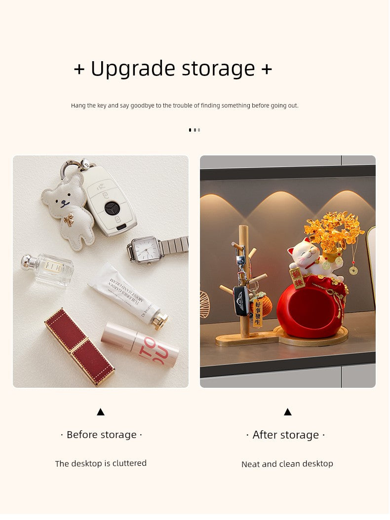Haibeihai Lucky Cat Key Storage Entrance Decoration Home Living Room Desktop Pachira Macrocarpa Entrance Decorations
