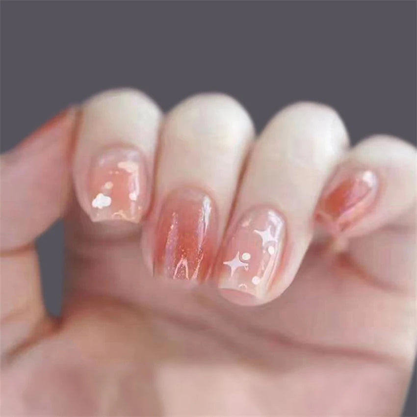 24Pcs/Lot Milky White Gradient Long Wearing False Nail Tips Acrylic Press on Nails Removable Reusable Artifical Fake Nails Art