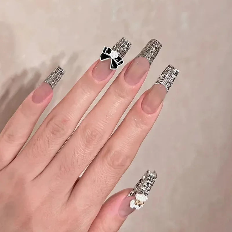 24Pcs Mid-length Ballet False Nails Cute Childlike Rainbow Press On Nails Iced Through Milk Tea Fake Nails Free Shipping Items