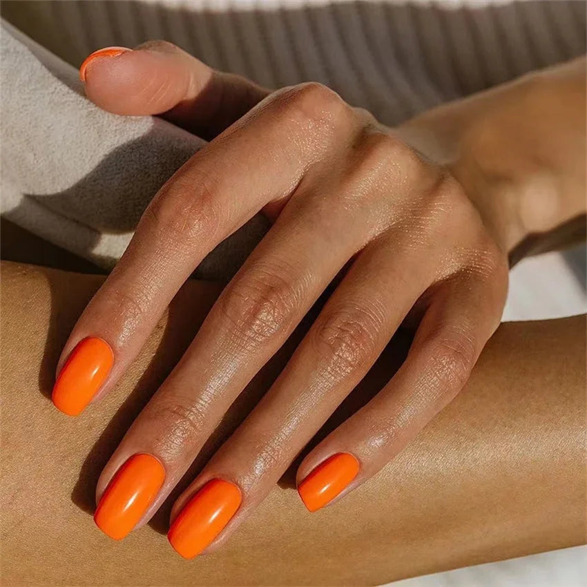 24pcs Artificial Nail Art Fake Nails Full Coverage Removable Ballet Short Press On Nails tips Chips Waterproof Solid Colour set