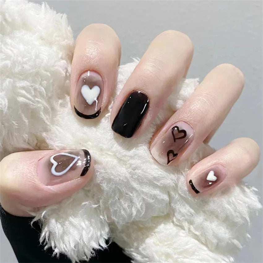 24Pcs/Lot Milky White Gradient Long Wearing False Nail Tips Acrylic Press on Nails Removable Reusable Artifical Fake Nails Art