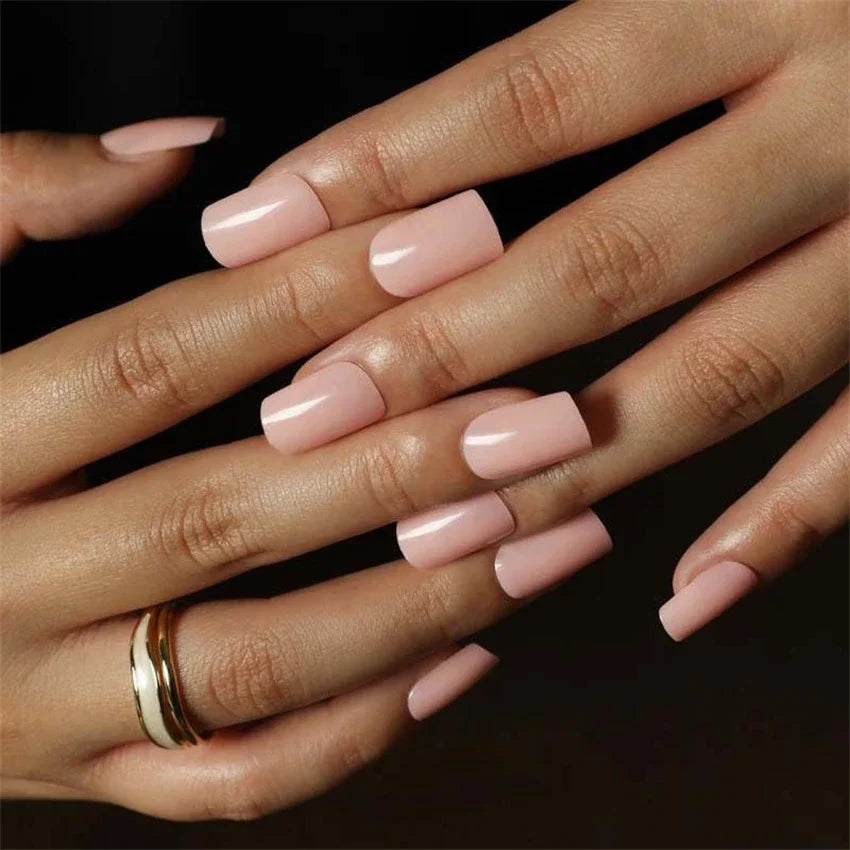 24pcs Artificial Nail Art Fake Nails Full Coverage Removable Ballet Short Press On Nails tips Chips Waterproof Solid Colour set