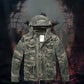 Men's Long Sleeved Hooded Camouflage Jacket Multi Bag Mid Length Storage Outdoor Trekking Camping Riding Sport Tops Amekaji Coat