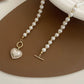 Elegant Pearl Necklace For Women Heart Pendant Necklaces Luxury Imitation Pearls Chain Necklaces Korean Jewelry Girls Gifts