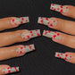 24Pcs Long Ballet Press On Nail Art Wearing Manicure Glitter Point Drill False Nails Removable Full Cover Artificial Fake Nails