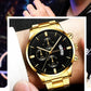 2023 Fashion Men Gold Stainless Steel Watch Luxury Calendar Quartz Wrist Watch Mens Business Watches for Man Clock Reloj Hombre