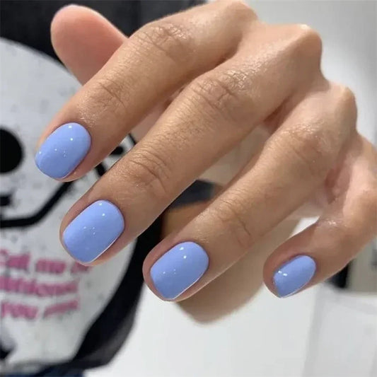 24pcs Artificial Nail Art Fake Nails Full Coverage Removable Ballet Short Press On Nails tips Chips Waterproof Solid Colour set