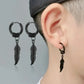 2pcs Fashion Cross Feather Stud Earrings, Punk Rock Style For Women Men High Quality Stainless Steel Hiphop Ear Jewelry