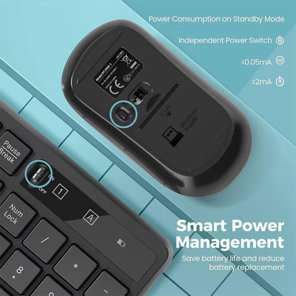 Full-Sized Ergonomic Wireless Keyboard And Mouse Combo 2.4G Cordless USB Quiet Click Keyboard And Mouse Set for Typi