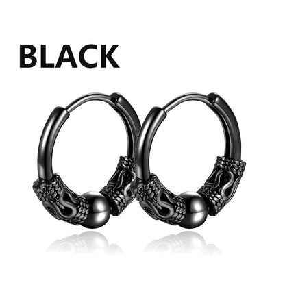 1Pair Punk Stainless Steel Round Circle Totem Hoop Earrings For Men Women Not Fade Ear Rings Hip Hop Male Jewelry