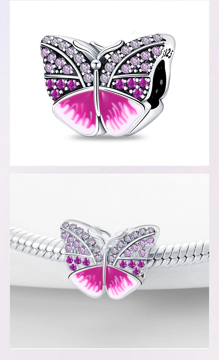 Fit Pandora 925 Original Bracelet 925 Silver Plate Flower Bird Series Charms Beads For Women Fashion DIY Jewelry Gifts Making