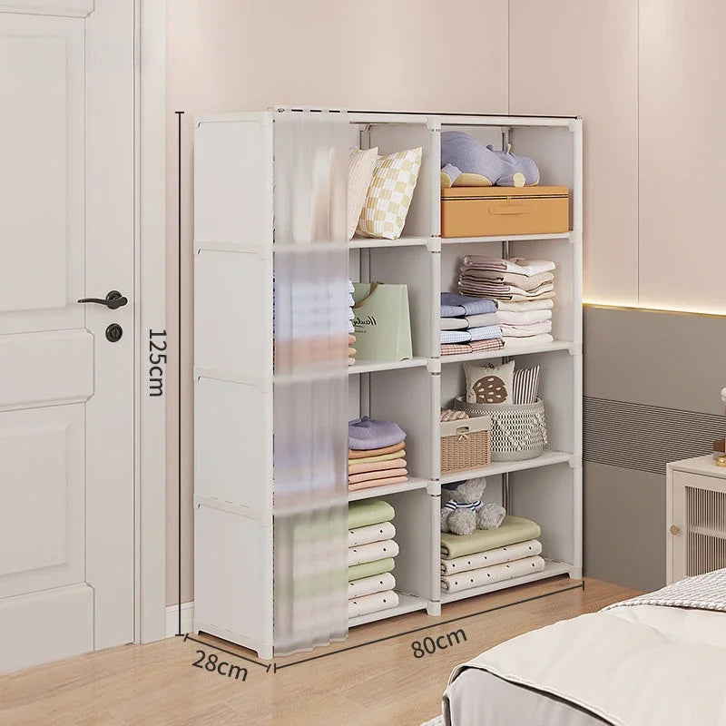 Dustproof Wardrobe Simple Cloth Wardrobe Organization Shelves Multipurpose Storage Rack High Capacity Furniture Closet Cabinet