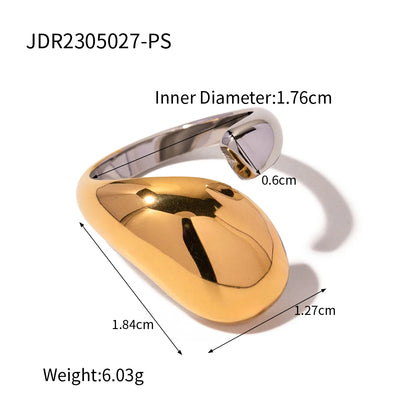 Uworld Stainless Steel Color Matching Twist Ring Trendy Metal 18K Geometric Finger Ring Earrings Set Party Gift For Women