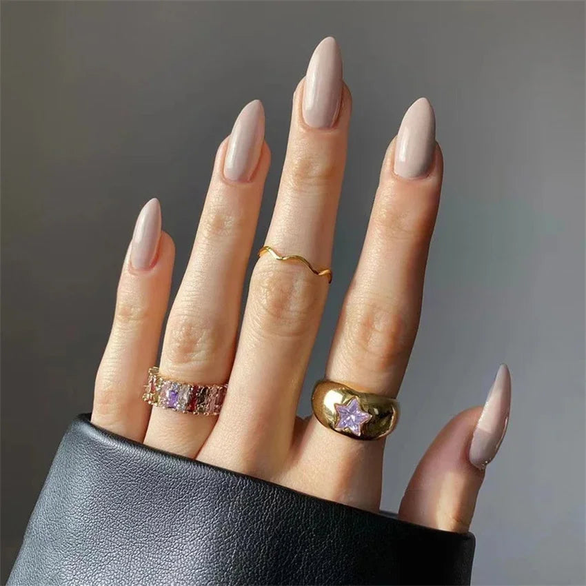 24pcs Artificial Nail Art Fake Nails Full Coverage Removable Ballet Short Press On Nails tips Chips Waterproof Solid Colour set